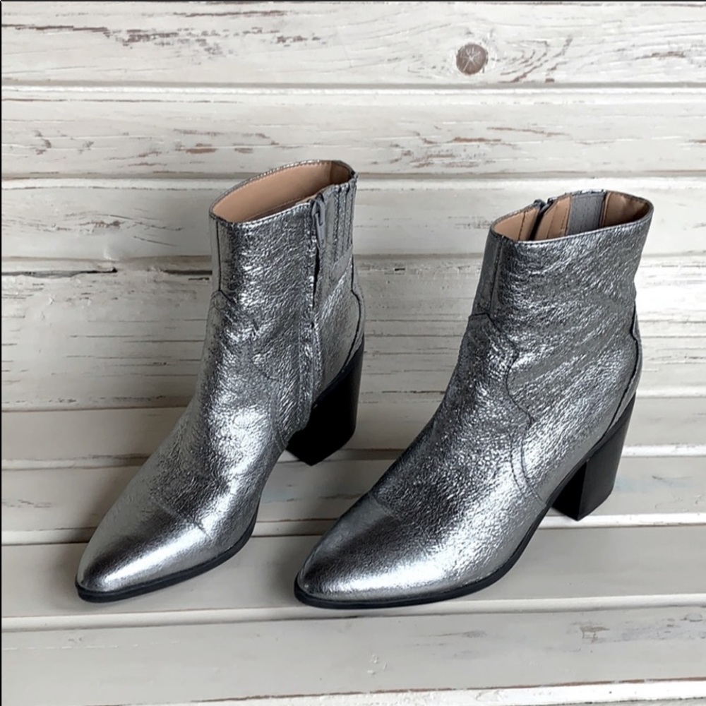 Isaac Mizrahi Live Silver Metallic Cowboy Booties